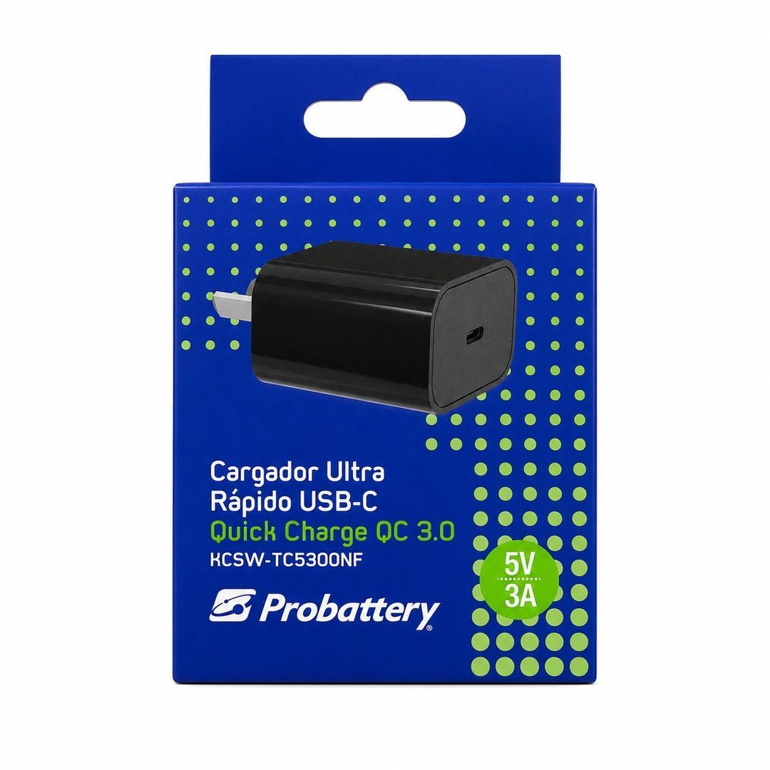 Cargador USB Tipo-C Carga Rapida QC 3.0 Probattery