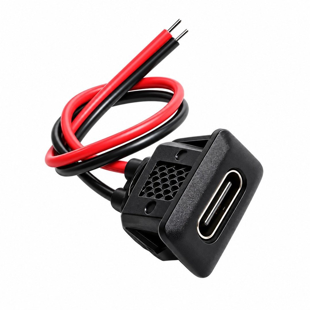 Conector Jack Tipo-C empotrable para carcasas con cables